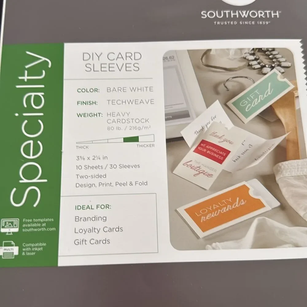 DIY White Card Sleeves – Techweave Finish – 10 Sheets (30 Sleeves)